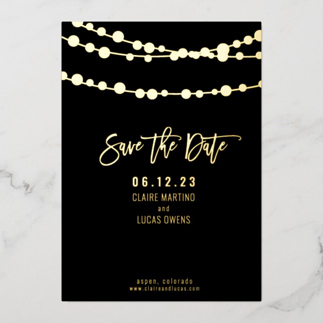 String Lights Foil Save the Date (Front)