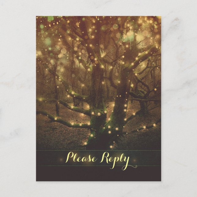 string lights forest trees RSVP postcards (Front)
