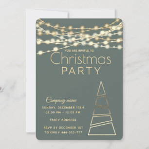 string lights gold corporate Christmas party Invitation