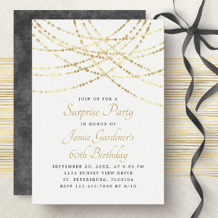 String Lights Gold Elegant Birthday Invitation