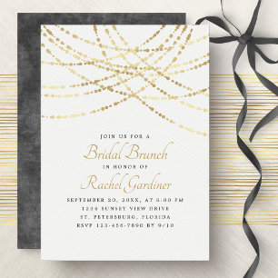 String Lights Gold Elegant Bridal Brunch Invitation