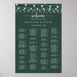 String Lights Green Alphabetical Seating Chart