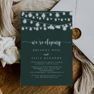 String Lights Green Elopement Reception  Invitation