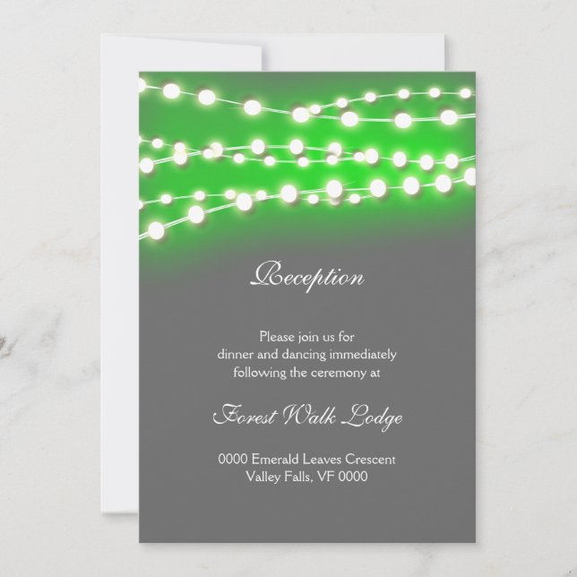String lights green garden glow RECEPTION Invitation (Front)