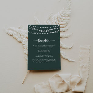 String Lights Green Wedding Reception   Enclosure Card