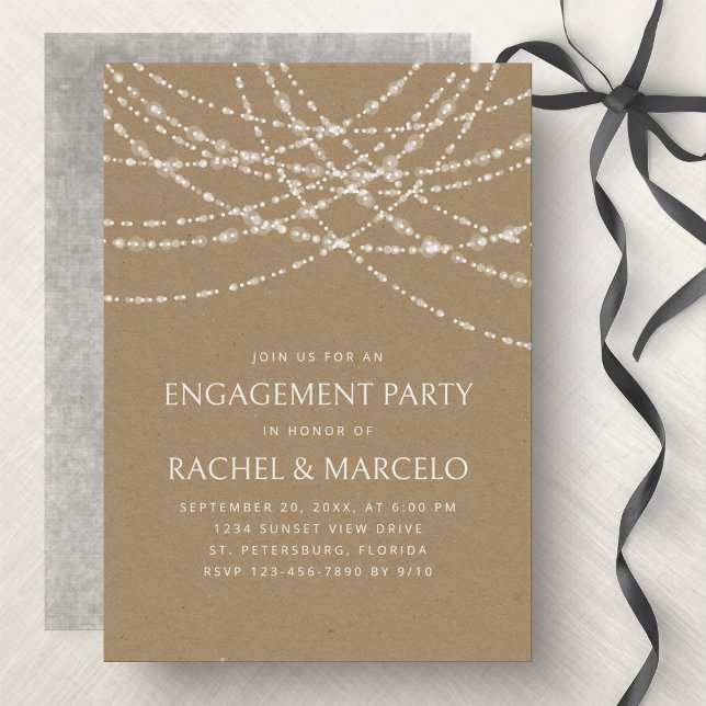 String Lights Kraft Engagement Party Invitation (Creator Uploaded)