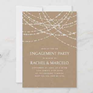 String Lights Kraft Engagement Party Invitation