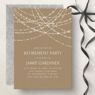 String Lights Kraft Retirement Party Invitation