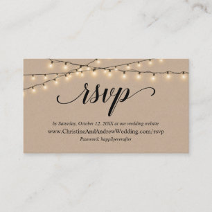String Lights Kraft, RSVP respond Enclosure Card