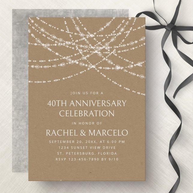 String Lights Kraft Wedding Anniversary Invitation (Creator Uploaded)