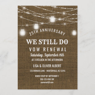 String Lights Mason Jar Vow Renewal Anniversary Invitation