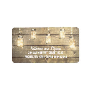 String Lights Mason Jars Rustic Label