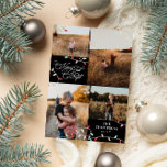 String Lights Merry Bright Christmas Photo Collage Holiday Card<br><div class="desc">Merry and bright Christmas photo collage card printed with pastel string lights in red,  pink,  mint,  and yellow with Merry and Bright in a vintage swirly script.</div>