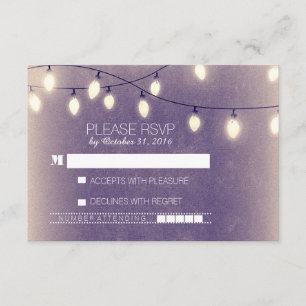string lights modern wedding RSVP cards