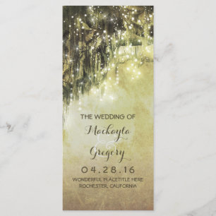 String Lights Moss Tree Branches Wedding Programs Programme