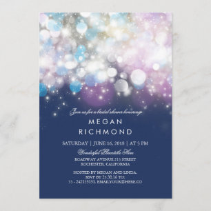 String Lights Navy Bridal Shower Invitation