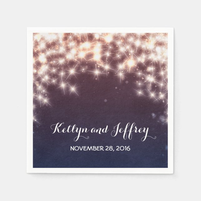 String Lights Navy Wedding Napkin (Front)