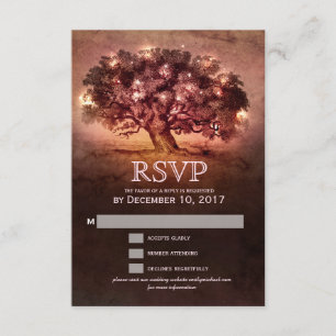 String Lights Oak Tree Country Wedding RSVP Card