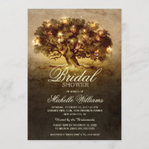 String lights old oak tree rustic bridal shower