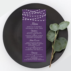 String Lights On Purple Wedding Menu