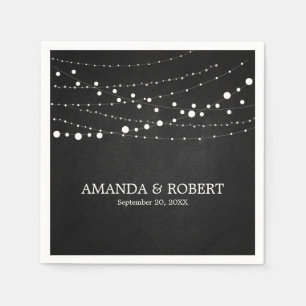 String Lights On Rustic Chalk Wedding Napkin