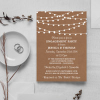 String Lights On Rustic Kraft Engagement