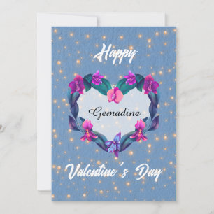 String Lights Orchid shaped Heart Holiday Card