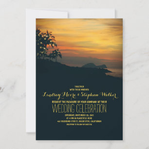 string lights palm beach wedding invitation