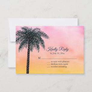 String Lights Palm Tree Sunrise RSVP Card