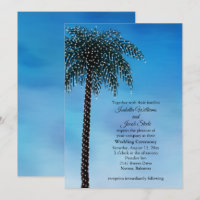String Lights Palm Tree Wedding Invite Watercolor