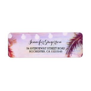 String Lights Palms Beach Sunset Return Wedding