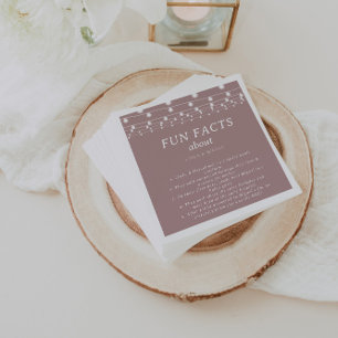 String Lights Pink Blush Trivia Fun Facts Wedding  Napkin