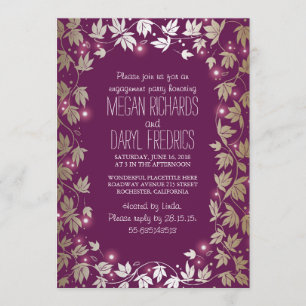 String Lights Plum - Gold Garden Engagement Party Invitation