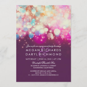 String Lights Purple Engagement Party Invitation