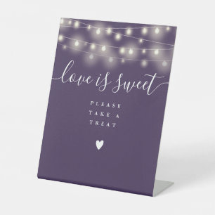 String Lights Purple Love Is Sweet Favour  Pedestal Sign