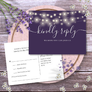 String Lights Purple Song Request RSVP Invitation Postcard