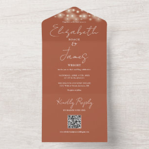String Lights QR Code Terracotta Wedding All In One Invitation