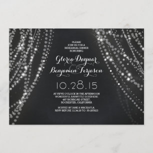 String lights rehearsal dinner invitations