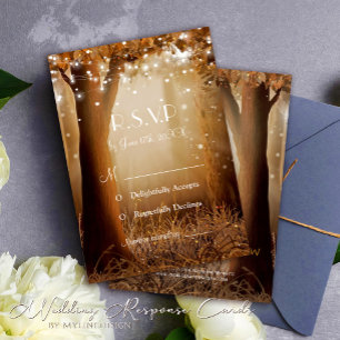 String Lights Rustic Country Wedding RSVP Card