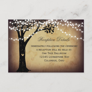 String Lights Rustic Tree Wedding Reception Card