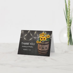 String Lights Rustic Vineyard Sunflower Thank You Card