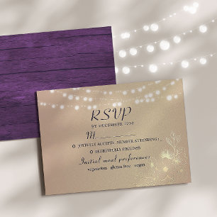 String Lights Rustic Wedding RSVP Card