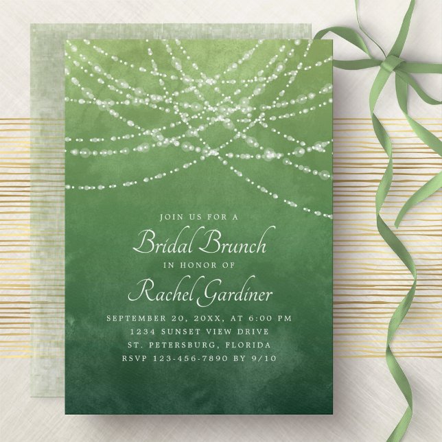 String Lights Sage Green Bridal Brunch Invitation (Creator Uploaded)