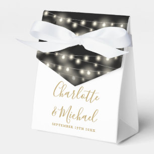 String Lights Signature Black And Gold Wedding Favour Box