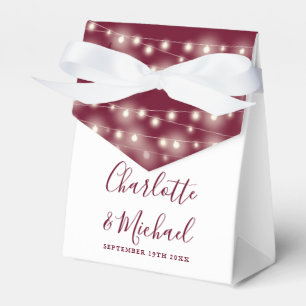 String Lights Signature Script Burgundy Wedding  Favour Box