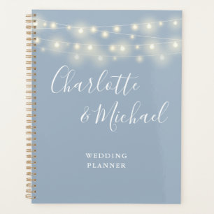 String Lights Signature Script Dusty Blue Wedding Planner