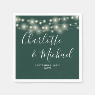String Lights Signature Script Emerald Wedding Napkin