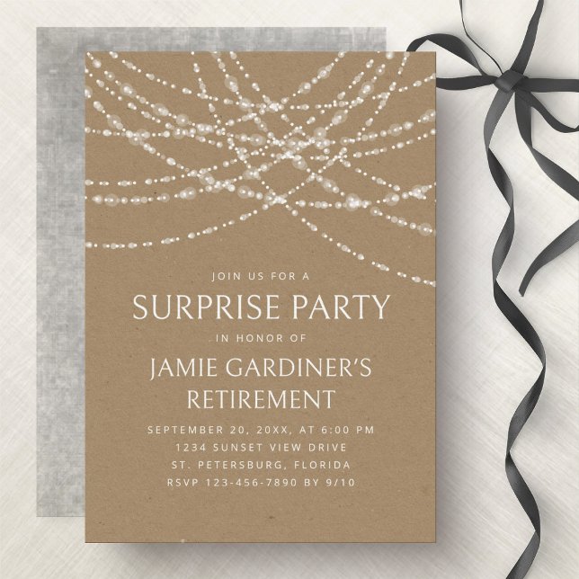 String Lights Surprise Retirement Party Invitation (Creator Uploaded)