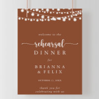String Lights Terracotta Rehearsal Dinner Welcome