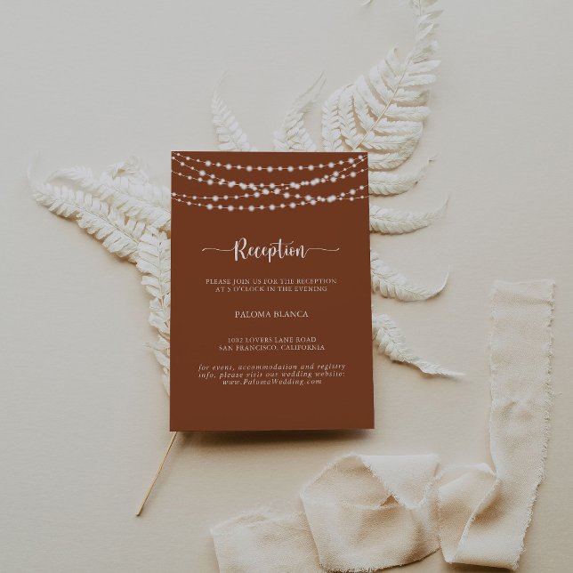 String Lights Terracotta Wedding Reception   Enclosure Card (Creator Uploaded)